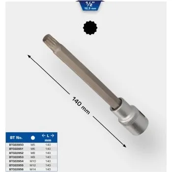 Gola hlavice Brilliant Tools BT022956 Nástrčný ořech s bitem 1/2", mnohozub, délka 140 mm, M14