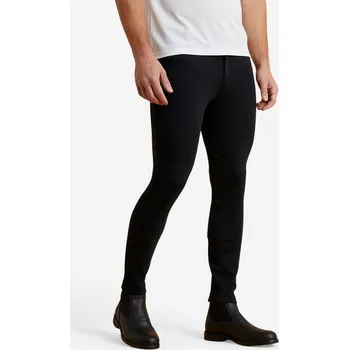 Jezdecké kalhoty FOUGANZA Pánské jezdecké kalhoty 100 černé 3XL ČERNÁ