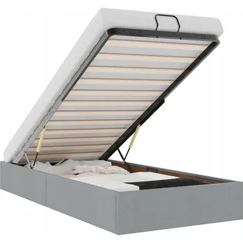 Postel Rám postele s úložným prostorem (otoman) světle šedý 193 x 90 x 23,5 cm se zvedacím mechanismem