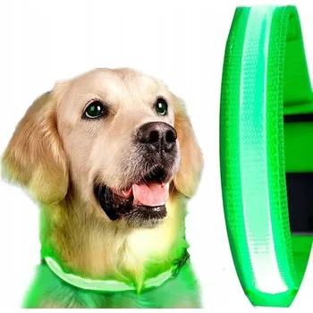 Obojek pro psa SVÍTÍCÍ LED OBOJEK PRO PSA KOČKU HRUBĚ TKANÁ BAREVNÝ 3 fáze svícení Roz: XL