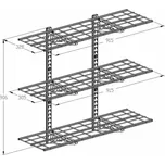 Ergosolid PG33B - Závěsná kovová garážová police Solid do 135 kg - Trojitá 915x305 mm