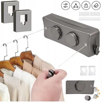 SUŠÁK NA PRÁDLO DO KOUPELNY, NÁSTĚNNÝ, ŠŇŮROVÝ, ROZKLÁDACÍ, VYSOUVACÍ, PEVNÝ, 5,1 M