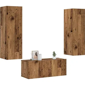 Obývací stěna vidaXL 3dílný set TV skříněk dřevotříska [3079078] Barva: Staré dřevo