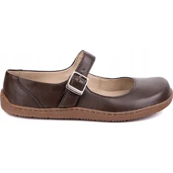 Dámské baleríny Dámské barefoot baleríny Olivier 1286 kožené s přezkou hnědé, velikost 39