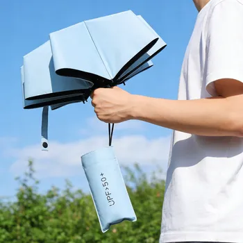 Deštník Skládací cestovní deštník, větruodolný do deště - červený