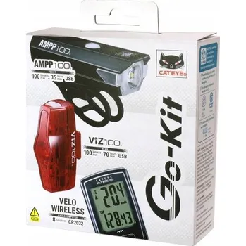 Cyklosvítilna Sada světel na kolo a cyklocomputer Cateye 100lm