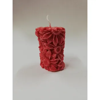 Svíčka Svíčka vonná z palmového vosku - Válec slunečnice 7 cm - červená tmavá Vůně: ananas