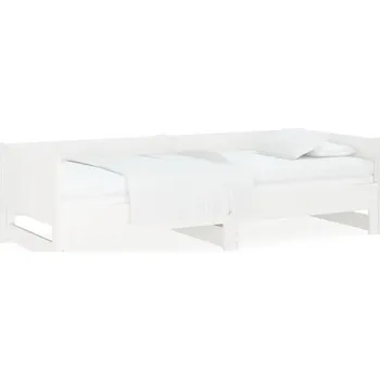 Postel Multifunkční výsuvná postel z masivního borovicového dřeva, bílá 194x181x57 cm