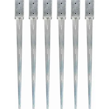 vidaXL Kotvící hroty 6 ks stříbrné 7 x 7 x 90 cm pozinkovaná ocel [145405]