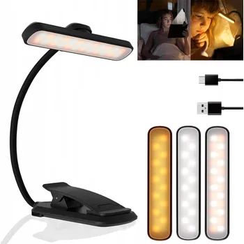 Lampička LED LAMPIČKA NA ČTENÍ KNIH NOČNÍ STOLNÍ BEZDRÁTOVÁ USB-C S KLIPEM