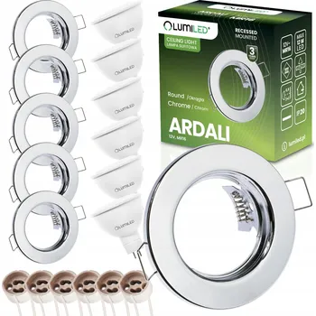 6x Halogenové Podhledové Svítidlo Stropní Svítidlo Pevné Oko Chrom + GU10 6W