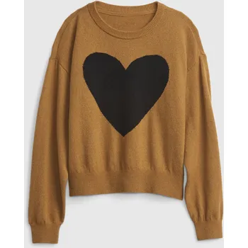 Dívčí svetr GAP Dětský svetr se srdcem - Holky GAP hnědá 1694209