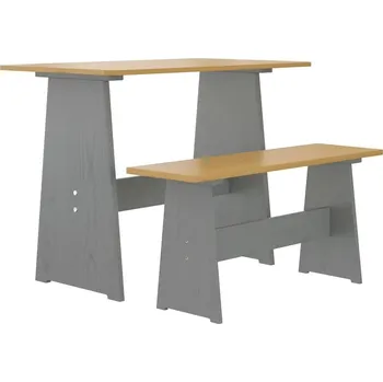 Jídelní stůl vidaXL Jídelní stůl s lavicí REINE masivní borové dřevo [327251] Barva: medově hnědá a šedá