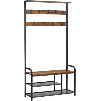 Botník Botník s lavicí Songmics 85 x 180,5 x 30 cm černý