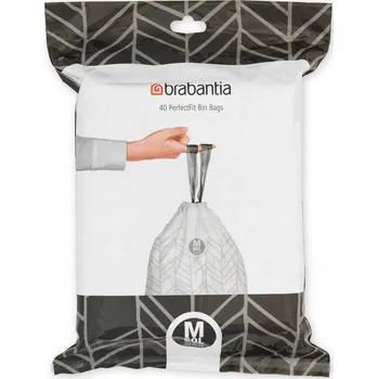 Pytle na odpadky Pytel na odpadky Brabantia 60 l bílý se stahovací páskou, univerzální, 40 ks