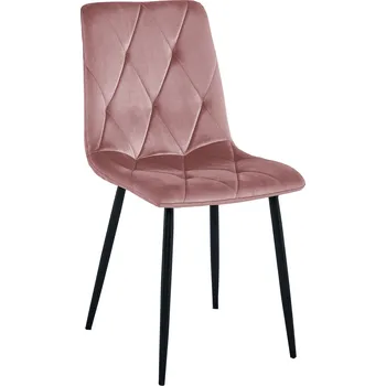 Jídelní židle Růžová sametová jídelní židle LIBRA s černými nohami