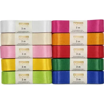 Stuha Sada 10ks taftových stuh COLORINO 25mm x 3m (6,-Kč/m) (10 x 3m kvalitní saténové stuhy, kvalitní taft, oboustranný, pestré barvy)
