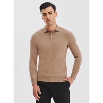 Pánský svetr Pánský svetr Pako Lorente béžové barvy s polo límcem, vel M