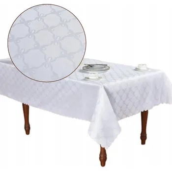 ubrus UBRUS NA STŮL 140x220 DEKORAČNÍ ŽAKÁROVÝ BÍLÝ 03