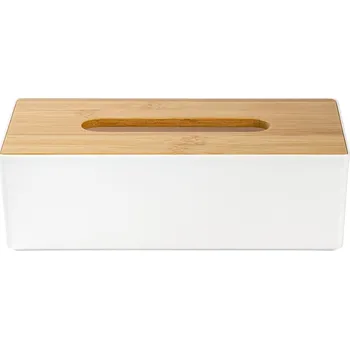 LIVARNO Home Zásobník na papírové kapesníky s bambusovým víkem - BÍLÝ
