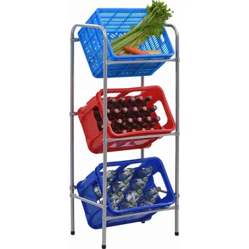 Dílenský regál vidaXL Skladový regál na 3 přepravky stříbrný 50 x 33 x 116 cm ocel [285212]