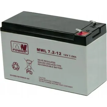 Záložní baterie Akumulátor MW Power MWL 7,2-12L 12V 7,2Ah AGM pro UPS APC Alarm