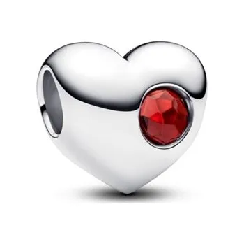 Přívěsek Přívěsek PANDORA Srdce ke gravírování s červeným křišťálem 794161C01