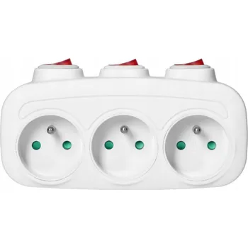 Elektrická zásuvka Rozbočovací zásuvka s vypínačem, 3× zásuvka, bílá&nbsp;12088