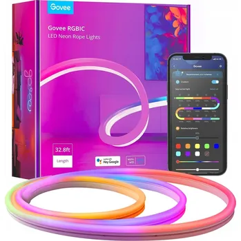 LED páska NEONOVÁ LED PÁSKA GOVEE RGBIC, SYNCHRONIZACE S HUDBOU, 10M, SMART OVLÁDÁNÍ APLIKACÍ