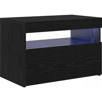 Televizní stolek Nízká TV skříňka s LED pásky, černý dub, 60 x 35 x 40 cm