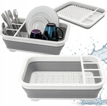 Odkapávač na nádobí Skládací silikonový Odkapávač na nádobí talíře, sklenice nádobí