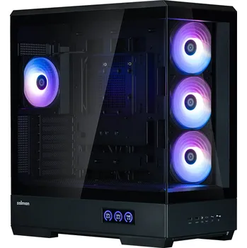 PC skříň Zalman skříň P50 DS / Middle Tower / 4x120mm ARGB fan / 2x USB 3.0 / USB-C / panoramatická / černá