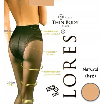 Dámské punčochy Hladké Punčocháče Lores Thin Body 20 DEN, béžové (odstín Natural), velikost 3