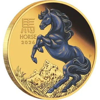 Lunární série III. - zlatá mince Year of the Horse (Rok koně) 1 Oz 2026 Color PROOF