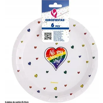 Talíř Barevné papírové talířky srdce na Valentýna