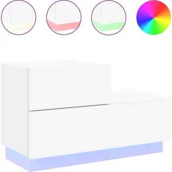 Noční stolek Bílý noční stolek s RGB LED osvětlením 70 x 36 x 40,5 cm