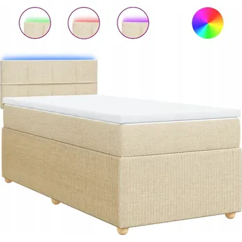 Postel Kontinentální postel s LED, krémová, 200 x 80 x 100,5 cm, matrace 80 x 200 x