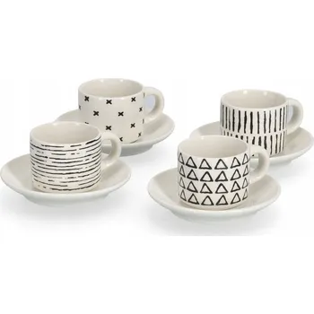 SADA 4 ŠÁLKŮ NA ESPRESSO, GEOMETRICKÉ, 70 ML, ZELLER