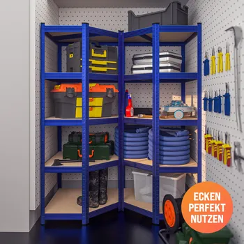 Páječka monzana® Rohová police 180×70×40 cm – modrá, 875 kg nosnost