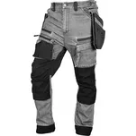 Pracovní kalhoty DENIM do dílny, zesílené kapsy, pouzdra na nářadí, šedé, velikost S