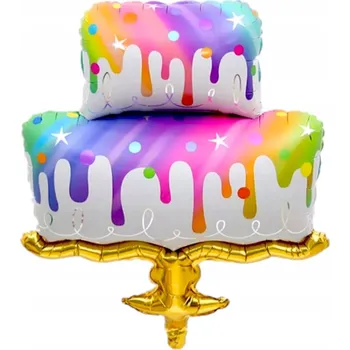 Balónek Fóliový Balónek Duhový Barevný DORT Narozeniny Oslava 87x60cm