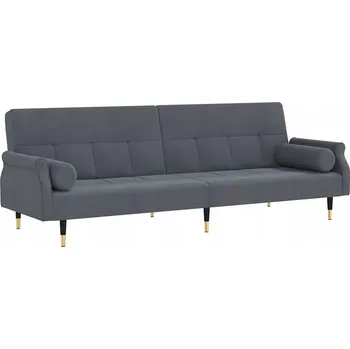 Pohovka Rozkládací Sametová Pohovka s Nastavitelným Opěradlem, Tmavě Šedá, 216x89x70