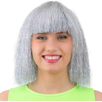 Karnevalová paruka Paruka fóliové stříbrné vlasy