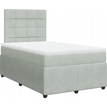 Postel Kontinentální postel světle šedá 120x200 cm s nastavitelným čelem