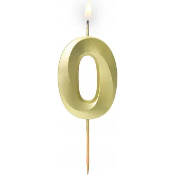 Dortová svíčka Narozeninová svíčka na tyčce '' Zlatá Satén - 0 '' / 1 kus