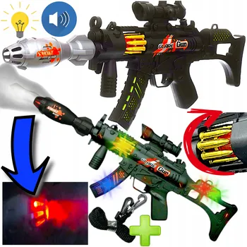 Dětská zbraň VELKÁ PISTOLE PUŠKA NA BATERIE S DÝMEM PRO DĚTI SVĚTLO ZVUK VIBRACE