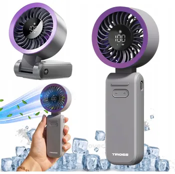 Domácí ventilátor Mini akumulátorový ventilátor fialový s LCD displejem