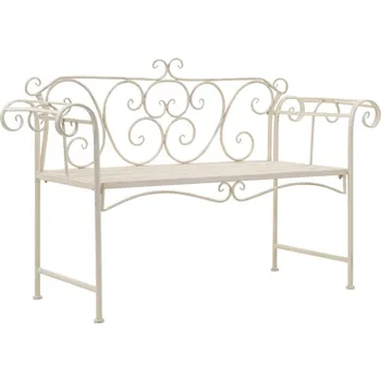 Zahradní lavice Zahradní lavice 132 cm kovová starožitná bílá - 8718475718741