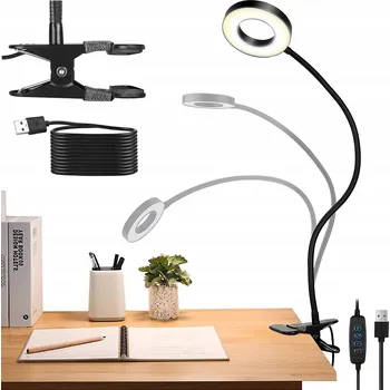 Lampička NOČNÍ LAMPA 360° S KLIPEM NA STŮL ČTECÍ LAMPA K POSTELI