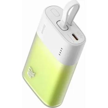 Baseus Powerbanka Popsicle 5200mAh 20W s vestavěným kabelem Lightning (+ bílý kabel Baseus Simple USB-C - USB-C 60W/20V/3A/30cm) - bílo-zelená